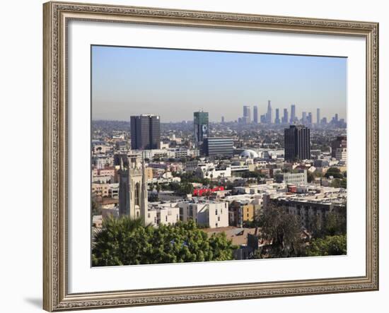 Hollywood and Downtown Skyline, Los Angeles, California, United States of America, North America-Wendy Connett-Framed Photographic Print