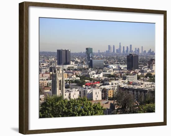 Hollywood and Downtown Skyline, Los Angeles, California, United States of America, North America-Wendy Connett-Framed Photographic Print