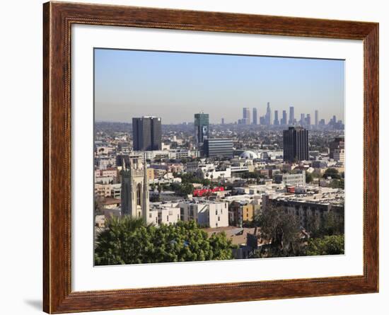 Hollywood and Downtown Skyline, Los Angeles, California, United States of America, North America-Wendy Connett-Framed Photographic Print