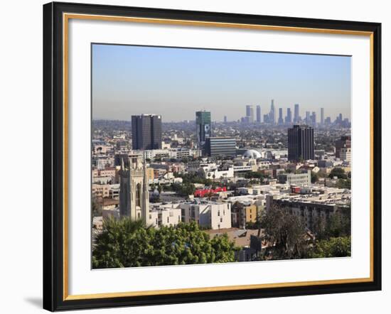 Hollywood and Downtown Skyline, Los Angeles, California, United States of America, North America-Wendy Connett-Framed Photographic Print