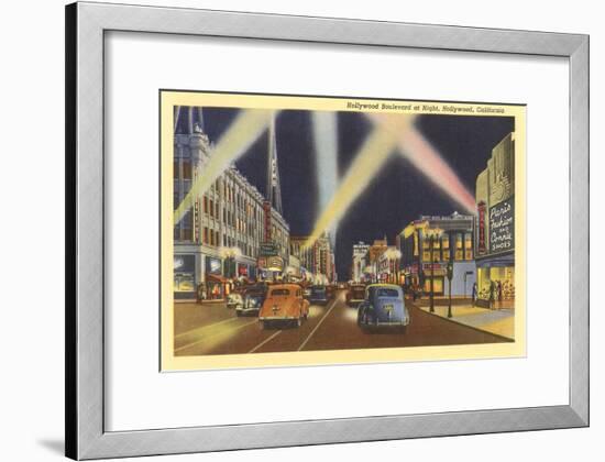 Hollywood Boulevard at Night, Los Angeles, California-null-Framed Art Print