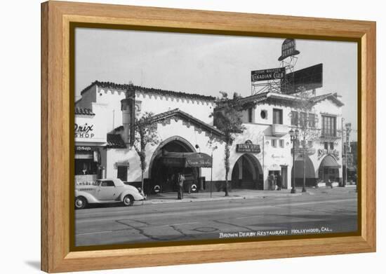 Hollywood, CA Brown Derby Restaurant View Photograph - Hollywood, CA-Lantern Press-Framed Stretched Canvas