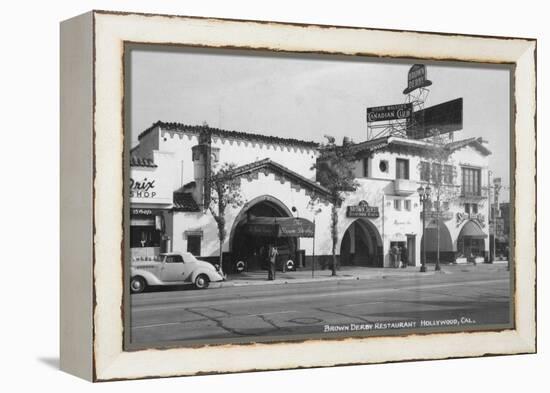 Hollywood, CA Brown Derby Restaurant View Photograph - Hollywood, CA-Lantern Press-Framed Stretched Canvas