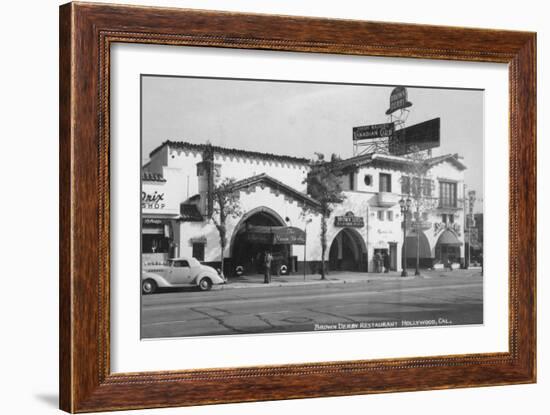 Hollywood, CA Brown Derby Restaurant View Photograph - Hollywood, CA-Lantern Press-Framed Art Print