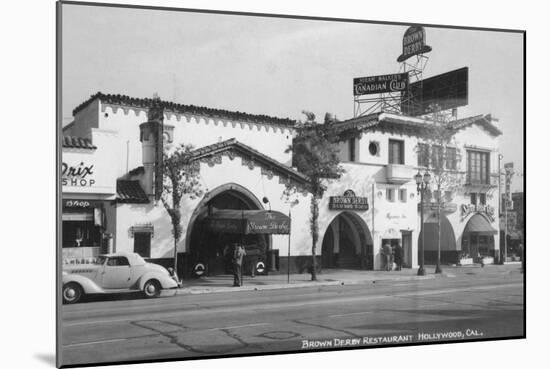 Hollywood, CA Brown Derby Restaurant View Photograph - Hollywood, CA-Lantern Press-Mounted Art Print