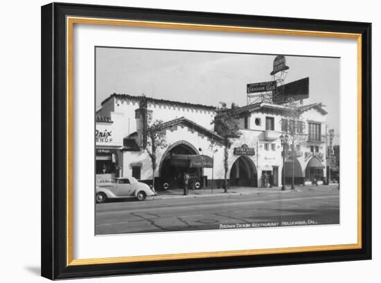 Hollywood, CA Brown Derby Restaurant View Photograph - Hollywood, CA-Lantern Press-Framed Art Print