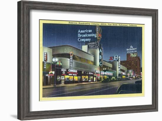 Hollywood, California - ABC Building on Vine Street-Lantern Press-Framed Art Print