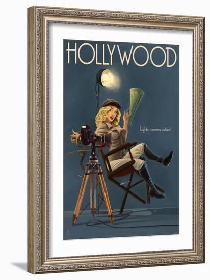 Hollywood, California - Directing Pinup Girl-Lantern Press-Framed Art Print