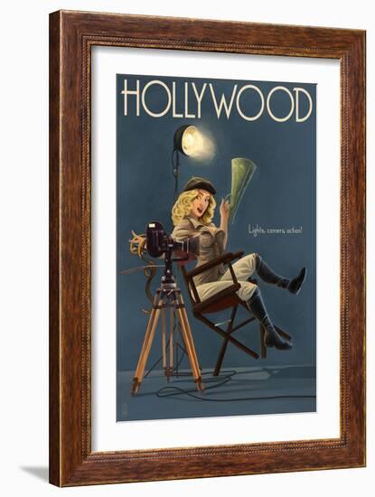 Hollywood, California - Directing Pinup Girl-Lantern Press-Framed Art Print