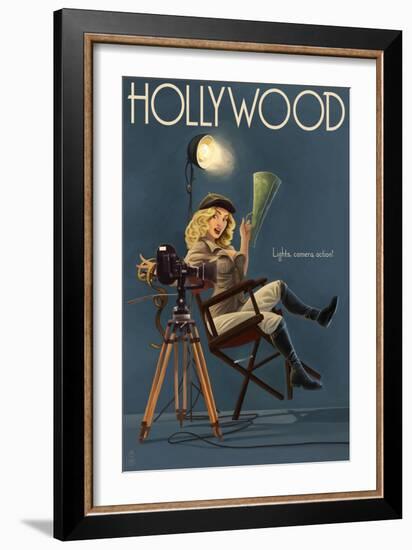 Hollywood, California - Directing Pinup Girl-Lantern Press-Framed Art Print