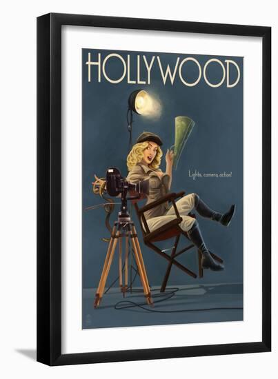 Hollywood, California - Directing Pinup Girl-Lantern Press-Framed Art Print