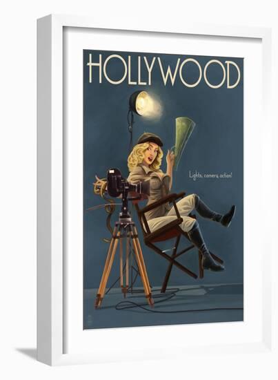 Hollywood, California - Directing Pinup Girl-Lantern Press-Framed Art Print