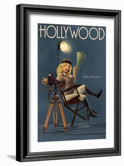 Hollywood, California - Directing Pinup Girl-Lantern Press-Framed Art Print