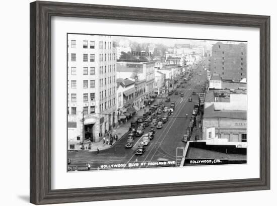 Hollywood, California - Hollywood Blvd and Highland Ave-Lantern Press-Framed Art Print