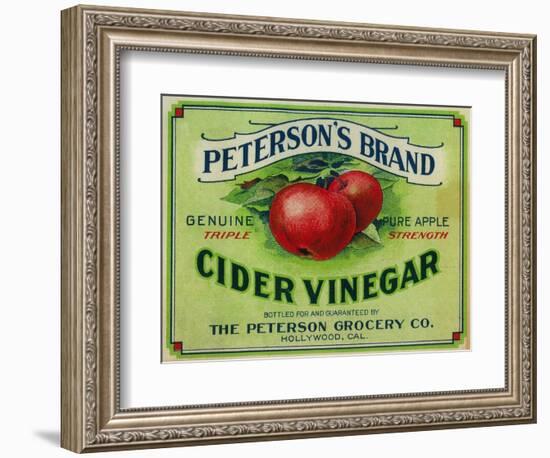 Hollywood, California - Peterson's Cider Vinegar Label-Lantern Press-Framed Art Print