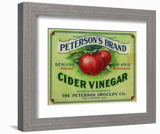 Hollywood, California - Peterson's Cider Vinegar Label-Lantern Press-Framed Art Print