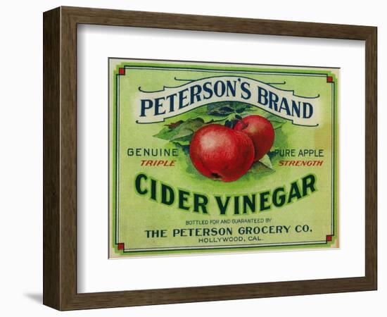 Hollywood, California - Peterson's Cider Vinegar Label-Lantern Press-Framed Art Print