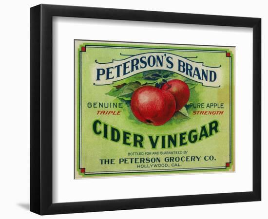 Hollywood, California - Peterson's Cider Vinegar Label-Lantern Press-Framed Art Print