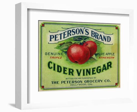 Hollywood, California - Peterson's Cider Vinegar Label-Lantern Press-Framed Art Print