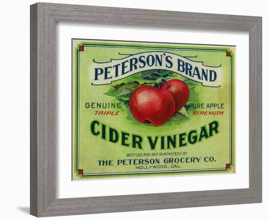 Hollywood, California - Peterson's Cider Vinegar Label-Lantern Press-Framed Art Print