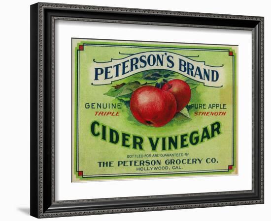 Hollywood, California - Peterson's Cider Vinegar Label-Lantern Press-Framed Art Print