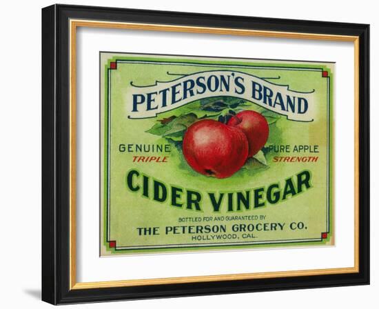 Hollywood, California - Peterson's Cider Vinegar Label-Lantern Press-Framed Art Print