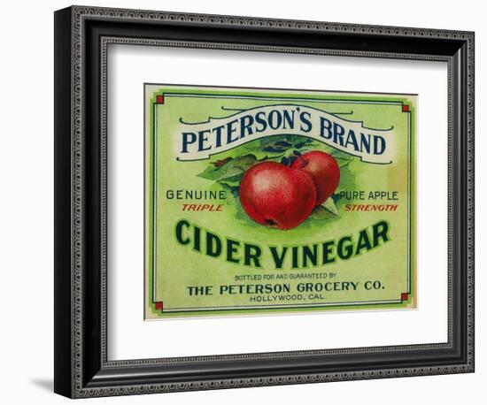Hollywood, California - Peterson's Cider Vinegar Label-Lantern Press-Framed Premium Giclee Print