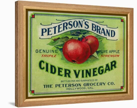 Hollywood, California - Peterson's Cider Vinegar Label-Lantern Press-Framed Stretched Canvas