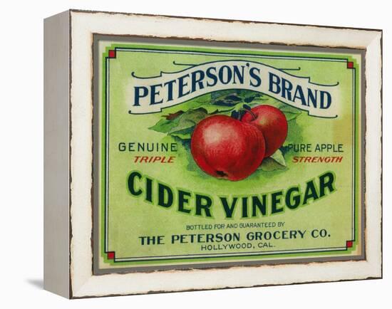 Hollywood, California - Peterson's Cider Vinegar Label-Lantern Press-Framed Stretched Canvas