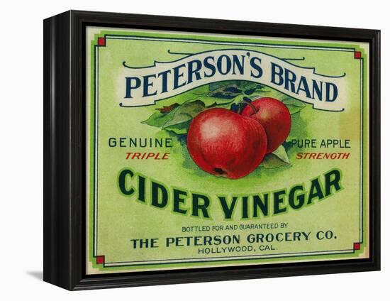 Hollywood, California - Peterson's Cider Vinegar Label-Lantern Press-Framed Stretched Canvas