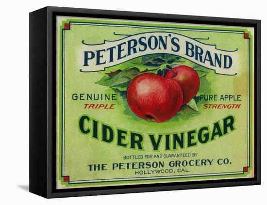 Hollywood, California - Peterson's Cider Vinegar Label-Lantern Press-Framed Stretched Canvas