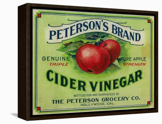 Hollywood, California - Peterson's Cider Vinegar Label-Lantern Press-Framed Stretched Canvas