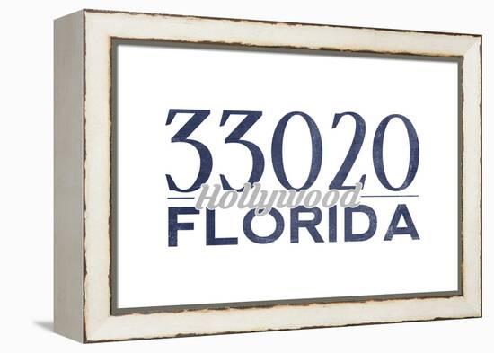 Hollywood, Florida - 33020 Zip Code (Blue)-Lantern Press-Framed Stretched Canvas