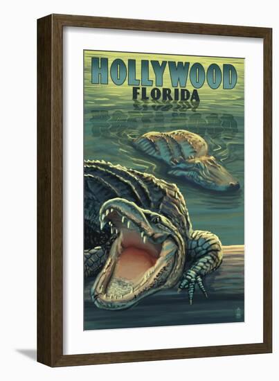 Hollywood, Florida - Alligators-Lantern Press-Framed Art Print