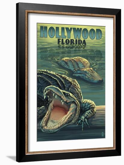 Hollywood, Florida - Alligators-Lantern Press-Framed Art Print