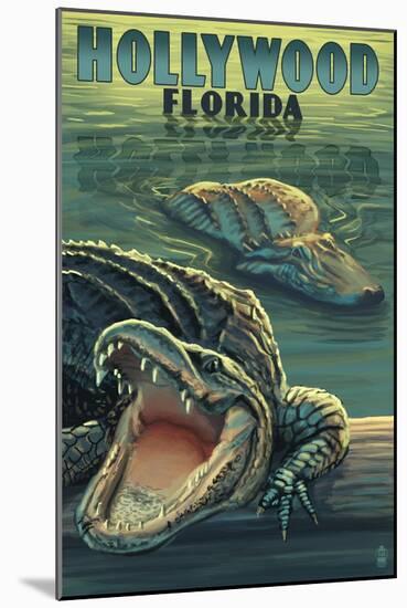 Hollywood, Florida - Alligators-Lantern Press-Mounted Art Print