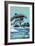 Hollywood, Florida - Dolphins Jumping-Lantern Press-Framed Art Print