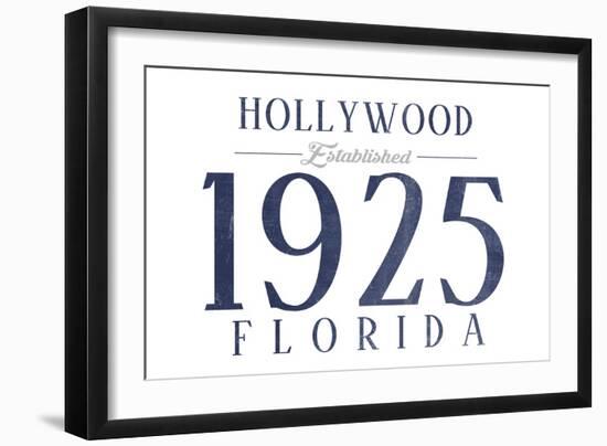 Hollywood, Florida - Established Date (Blue)-Lantern Press-Framed Art Print