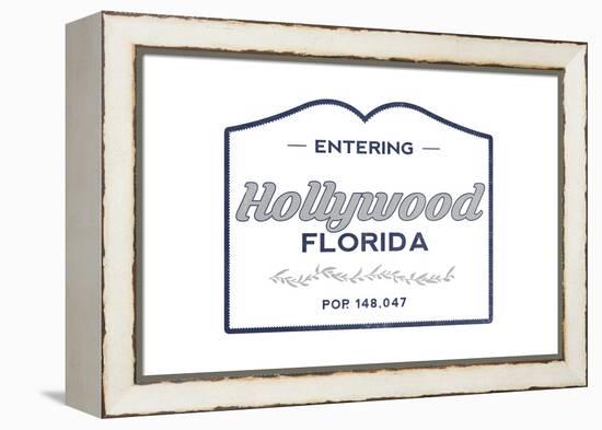Hollywood, Florida - Now Entering (Blue)-Lantern Press-Framed Stretched Canvas