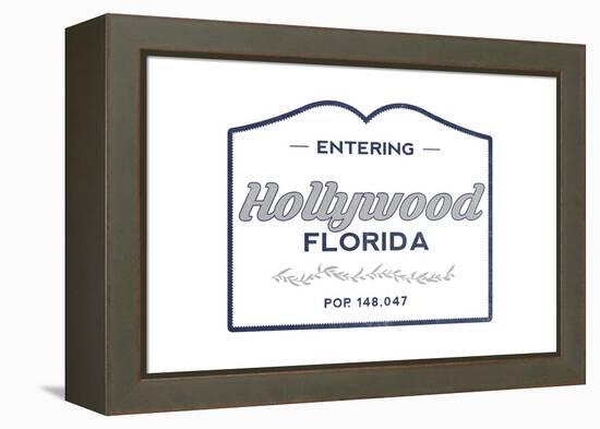 Hollywood, Florida - Now Entering (Blue)-Lantern Press-Framed Stretched Canvas