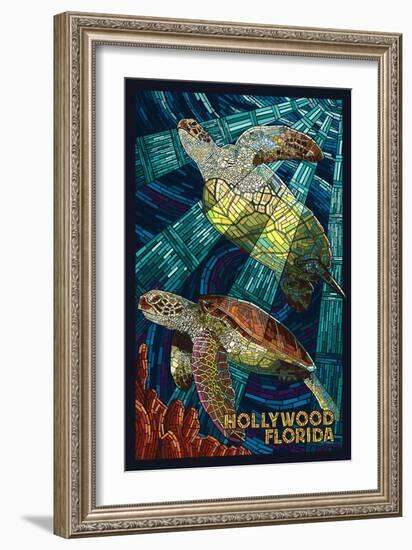 Hollywood, Florida - Sea Turtle Mosaic-Lantern Press-Framed Art Print