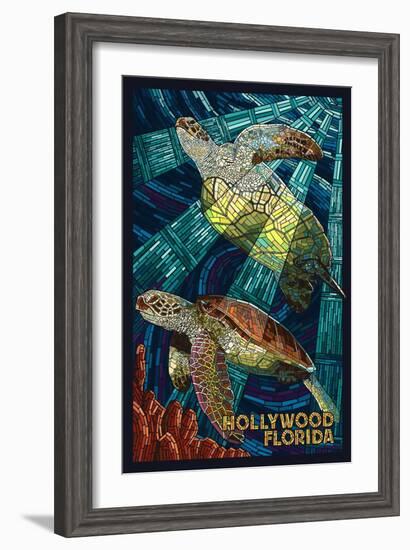 Hollywood, Florida - Sea Turtle Mosaic-Lantern Press-Framed Art Print