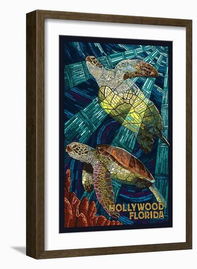 Hollywood, Florida - Sea Turtle Mosaic-Lantern Press-Framed Art Print