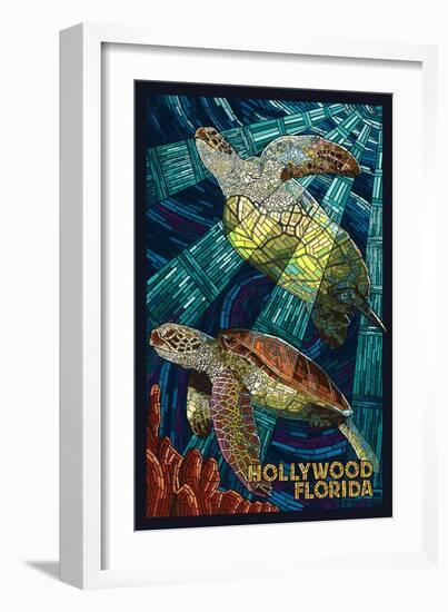 Hollywood, Florida - Sea Turtle Mosaic-Lantern Press-Framed Art Print