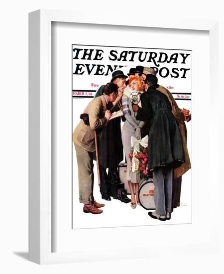 "Hollywood Starlet" Saturday Evening Post Cover, March 7,1936-Norman Rockwell-Framed Giclee Print