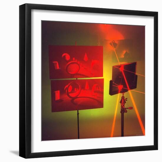 Hologram made by Juris Upatnieks projects on screens when lasers passes through different places-Fritz Goro-Framed Photographic Print