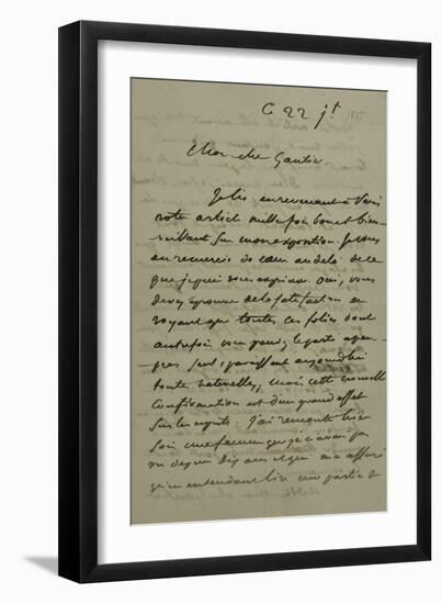 Holograph Letter to Theophile Gautier, July 22, 1855-Eugene Delacroix-Framed Giclee Print