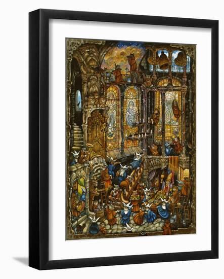 Holy Cats 2 with Nuns-Bill Bell-Framed Giclee Print