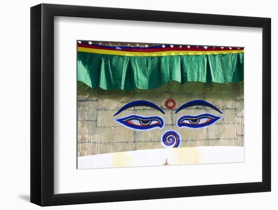 Holy Eyes of the Monkey Temple, Kathmandu, Nepal-Peter Adams-Framed Photographic Print