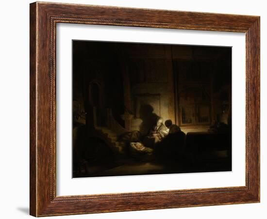 Holy Family at Night-Rembrandt van Rijn-Framed Art Print